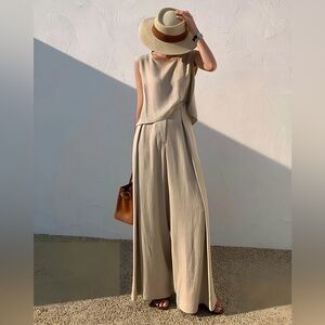 Commense Linen Blends Casual Pants Set